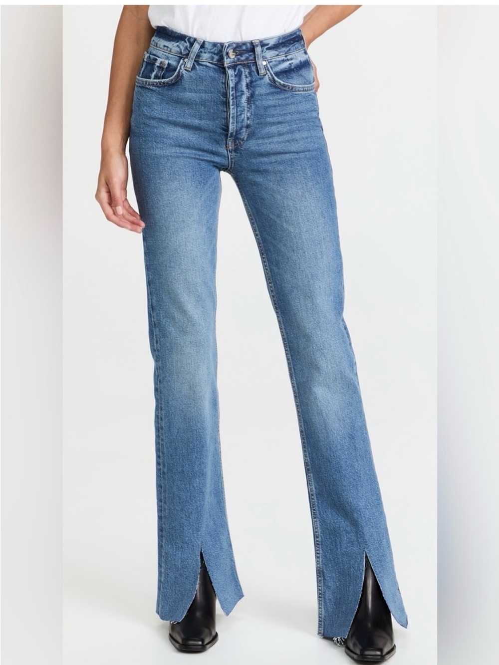 Anine Bing front slit bootcut jeans